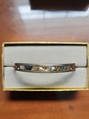 Alpaca Mexico Iridescent Abalone Inlay Women's Bangle Bracelet